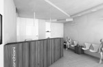recepion stile modeno con frontale in rovere verniciato, design fc arredamenti