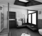 bagno stile moderno con mobili laccati ed in rovere verniciato, design fc arredamenti