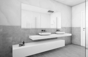 bagno stile moderno con mobile in corian, design fc arredamenti